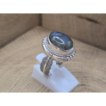 Echt zilveren ring met veer band en Labradoriet steen