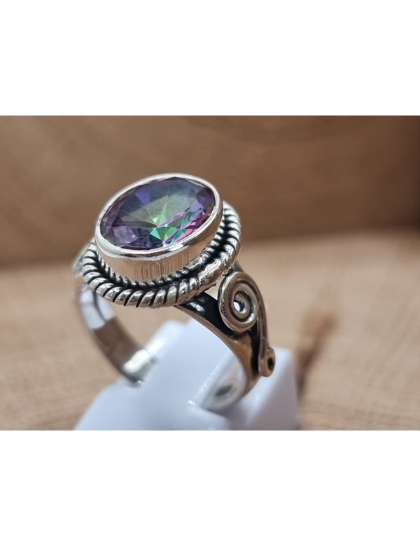 Prachtige echt zilveren ring met Mystic Topaas maat 16,5 