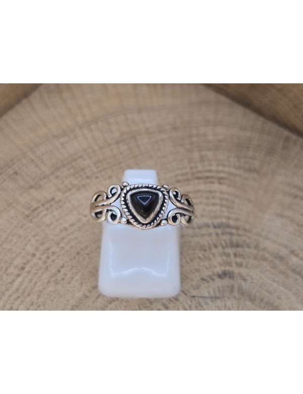 Echt zilveren ring met onyx 