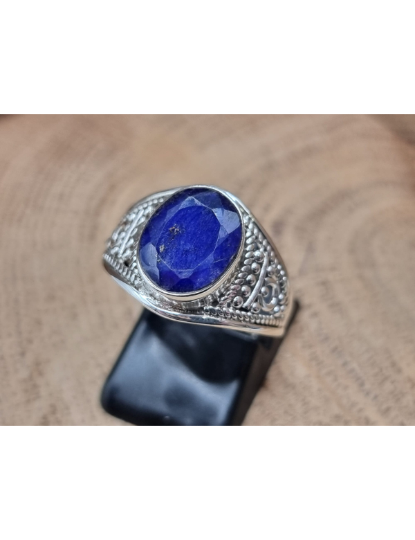 echt zilveren ring met saffier
