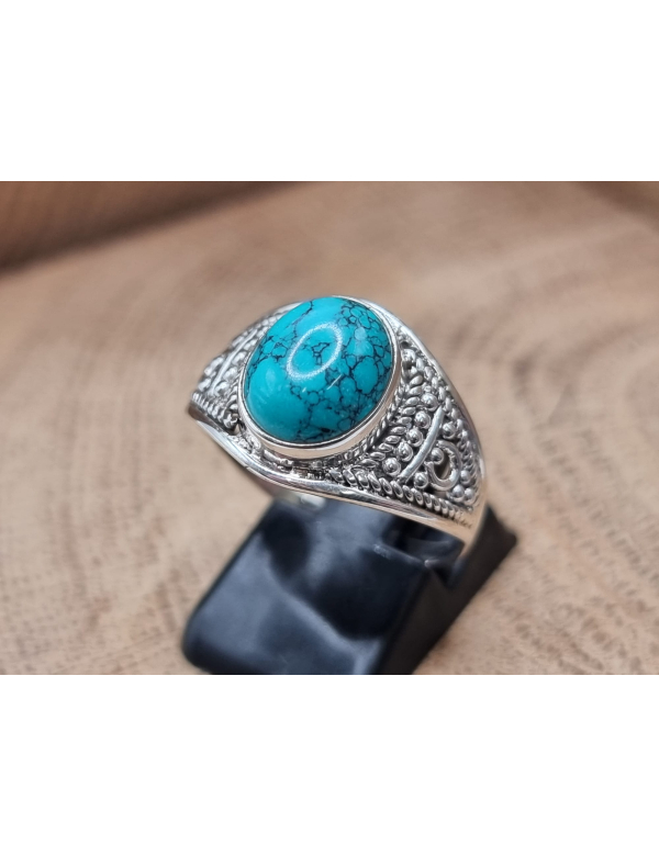 Echt zilveren ring met turkoois