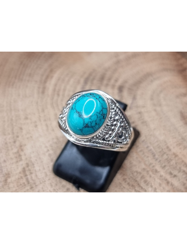 Echt zilveren ring met turkoois