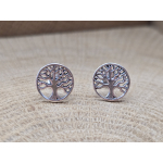 Echt zilveren oorbel stekers levensboom