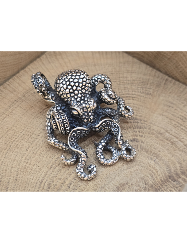 Echt zilveren ketting hanger kraken 