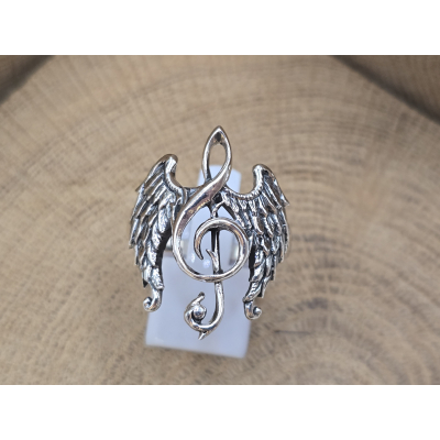 Echt zilveren ring  music gives wings