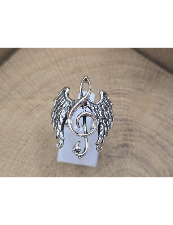 Echt zilveren ring  music gives wings