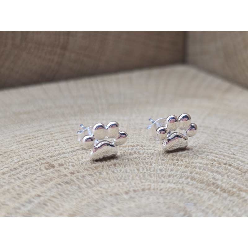 Echt zilveren oorbel stekers poot afdrukjes. 