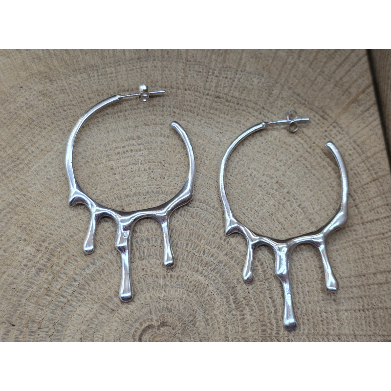 Echt zilveren oorbel stekers/hangers druipend 