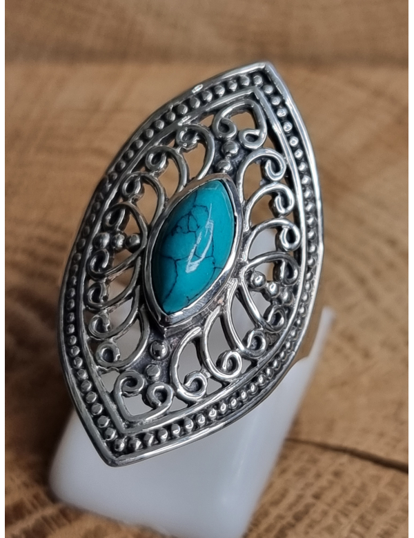 Echt zilveren ring met Turkoois Maat 18