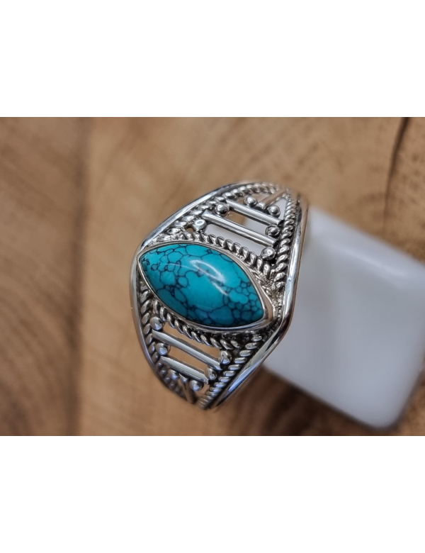 Echt zilveren ring met Turkoois maat 19
