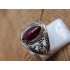 Echt zilveren ring met Granaat, maat 18