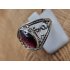 Echt zilveren ring met Granaat, maat 18